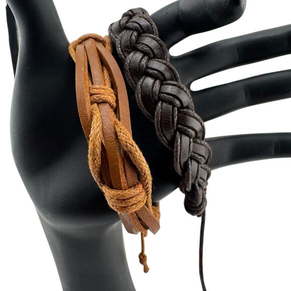 Rebel's Braid Duo: Black & Brown Cuffs for Unfiltered Souls - Picture 1 of 3